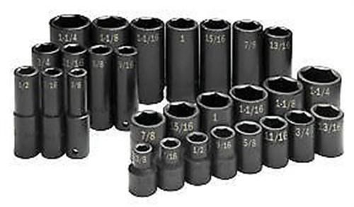 Sk 4051 28 piece 6 point standard and deep fractional impact socket set for sale