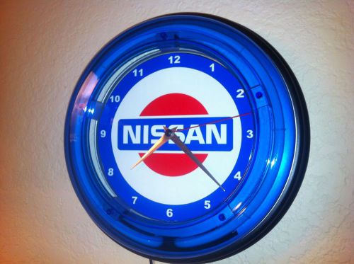 Nissan Datsun Motors Auto Garage Man Cave Neon Wall Clock Advertising Sign