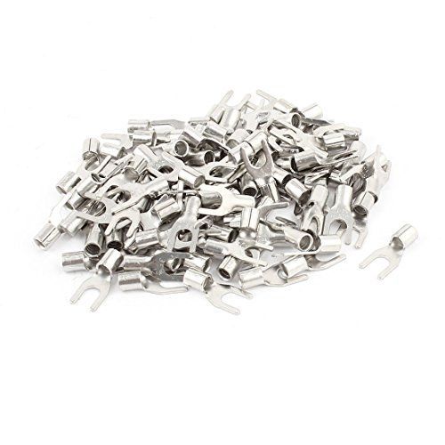 uxcell? 100PCS Uninsulated Furcate Fork Terminals Cable Lug SNB3.5-4 AWG 14-12