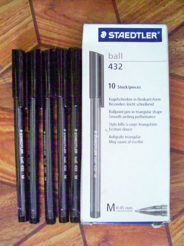 10 Staedtler Ball 432 Black Medium Ballpoint