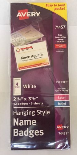 Avery 74457 Hanging Name Badges, 2.25&#034;x3.5&#034; White Pack of 12