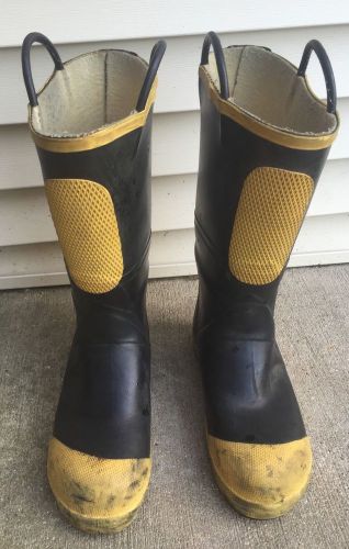 MENS RANGER FIREWALKER FIREFIGTHER STEEL TOE RUBBER BOOTS 12W WIDE *EUC*