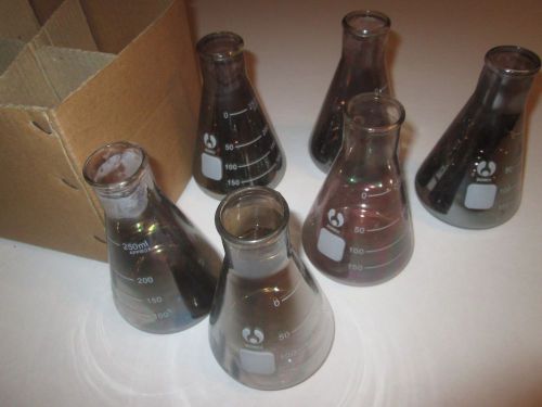 old 1970&#039;s Textiles Lab Smoked Silver Chemistry glass Beakers Lot of 6  250 ml