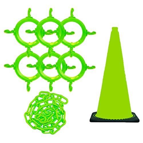 Mr. Chain 93214 Traffic Cone and Chain Kit, Safety Green
