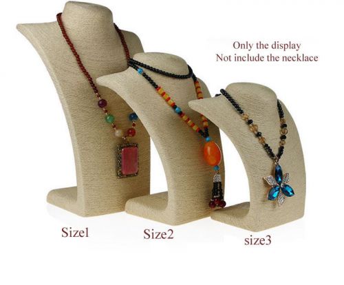 1 Set of 3 size New design Handmade twine-wrapped necklace display Rice White