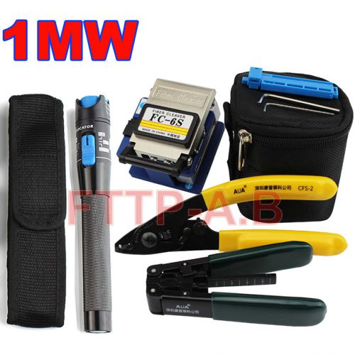 Ftth splice fiber optic tools fibre stripping fc-6s cleaver 1mw red light source for sale