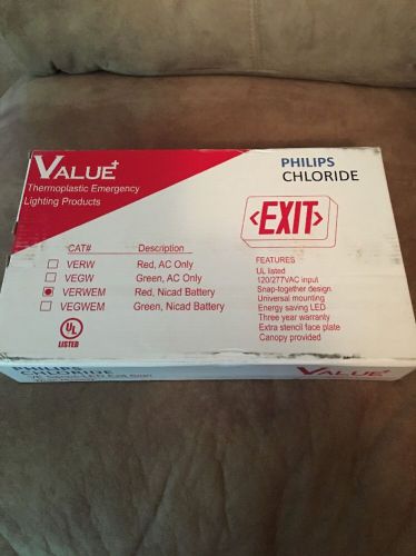 Philips chloride ve series led exit/emergency sign for sale