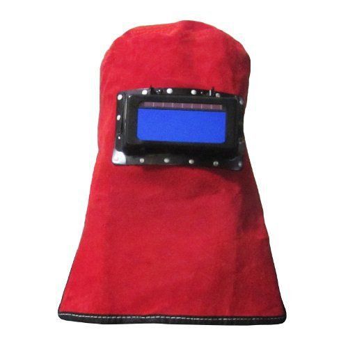 Merlintools Red Leather Welding Hood Helmet with Auto Darking Filter Lens