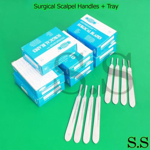 Surgical Scalpel Blades #10,11,12,15,20,21,22,23,24,+ #3 &amp; #4 Handles + Tray