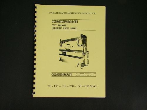 Cincinnati Cost Breaker Hyd Press Brake 90-135-175-230-350 CB Series Manual #36