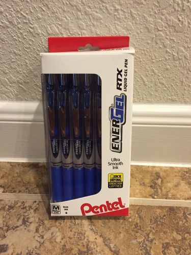 12 Pentel EnerGel Deluxe RTX 0.7mm Rollerball Gel Ink Pens Blue Liquid X1071
