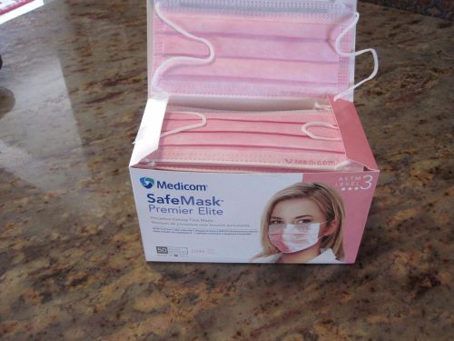 50 Dental Medical Surgical Ear Loop Face Masks ASTM Level 3  Made USA PINK