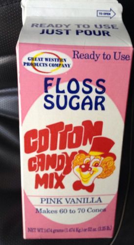 Great Western Cotton Candy Carnival Floss Sugar PINK VANILLA (1 carton)