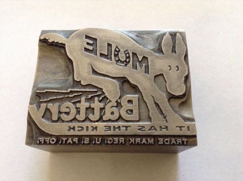 Vintage Letterpress Printers Block Metal -Mule battery