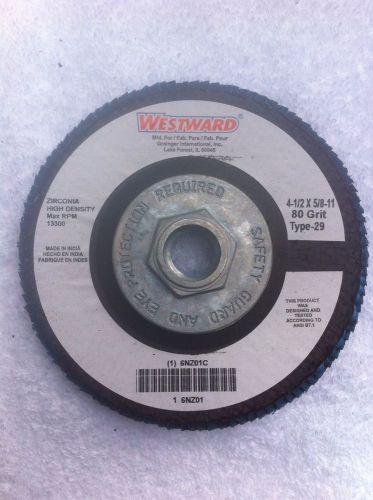 4-1/2&#034;x80g Flap Disc With 5/8&#034;x11 Hub, Westward/grainger Brand, 5ct Pack