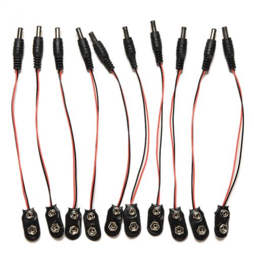 2x 19cm / 7.48&#034; Male DC Power Plug to 9V Battery Clips Snap I-Type Cable CC9