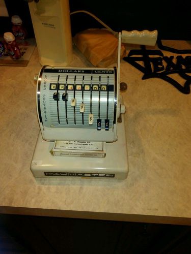 Vintage paymaster x-550 check stamp dollar &amp; cents stamping machine with key. for sale