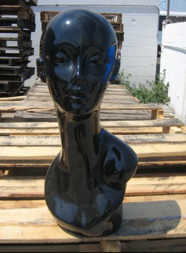 (USED) MN-AA GLOSSY BLACK FEMALE HEAD DISPLAY WITH BUST (B)