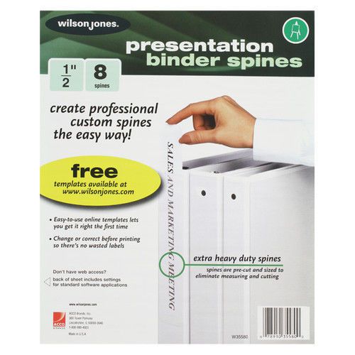 Wilson Jones W35580 0.5-in Presentation Binder Spines (Pack of 96)