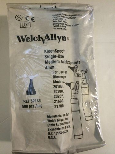 Welch allyn otoscope kleenspec medium specula 4mm #52134 new bag of 500 adult for sale