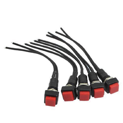 uxcell® 5 x 10mm Red Square Wired Car Horn Momentary Push Button Switch AC 250V