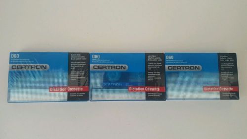 NEW &amp; SEALED Lot Of 3 CERTRON D60 Dictation Cassettes Type 1 - 60 Minutes Each