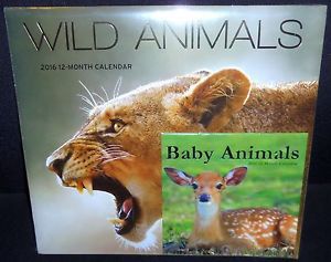 Wild Animals 2016 Wall Calendar w/ Bonus 2016 Baby Animals Desk Calendar