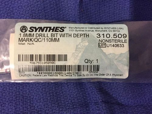 Synthes 1.8mm X 110mm Drill Bit W/ Depth Mark 310.509 Orthopedic Surgery