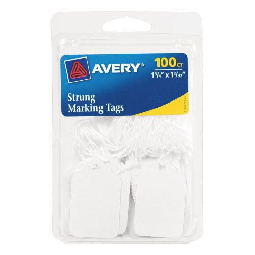 Avery White Strung Marking Tags 100ct Garage sale 6732 Tags 1 3/4&#034; x 1 3/32&#034;