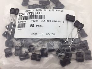 (10 pcs) CDV19FF681JO3 - CDE, 680pF 1000V 5%, Dipped Mica Capacitor