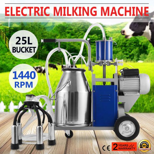 Electric Milking Machine For Farm Cows W/Bucket 2 Plug 25kg 304 Stainless Steel