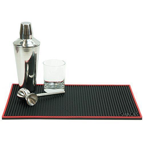 Openbox shacke 18 x 12 inch bar service mat black with red rim for sale