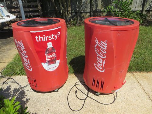 2 (Two) Red Coke Refrigerated Barrel Coolers coca cola