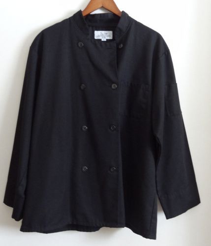Mens Black Polyester Cotton Chef Coat Restaurant Uniform Size L Large