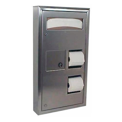 New bobrick b-357 bathroom seatcover dual toilet tissue paper sanitary dispenser for sale
