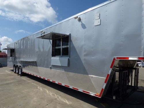 Concession Trailer 8.5&#039; x 49&#039; Silver Frost Catering Event Gooseneck Trailer