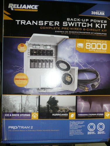 Reliance back-up power transfer switch kit pre-wired 6 circuit kit 306lrk for sale