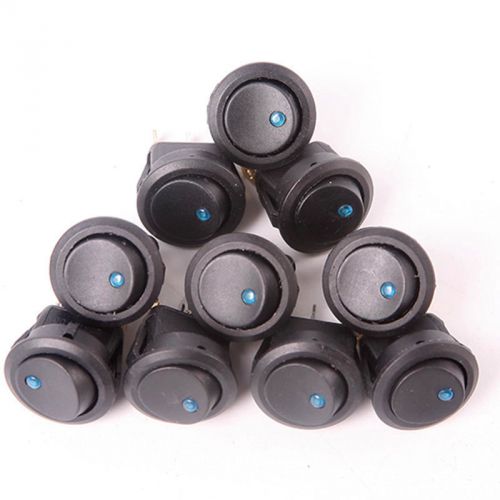 10pcs 12v car round rocker dot boat blue led light toggle on/off switch for sale