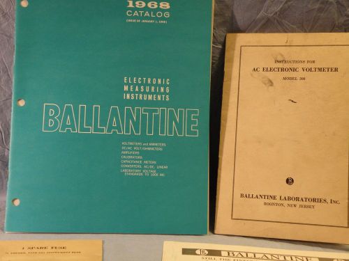 Ballantine 1968 Catalog, Instructions for Model 300 Voltmeter Booklet + Flyers
