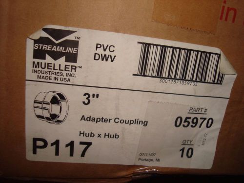 Mueller 05970 3 In. PVC Adapter Coupling - Sewer &amp; Drain X DWV Hubbed -  Qty 10