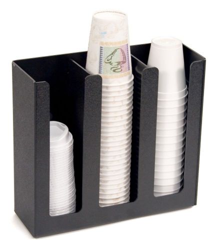 Vertiflex 3-Column Cup and Lid Holder 12.75 x 4.5 x 11.75 Inches Black (VFPC-...