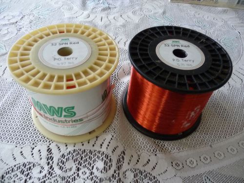 2 spools MWS Industries 32 AWG Gauge S. Poly Red Magnet Wire (4.97lbs) (5.71lbs)