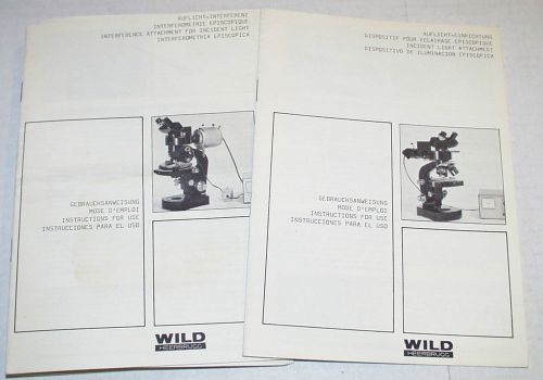 Wild microscope m20 interference attachment reflected light instruction manuals for sale