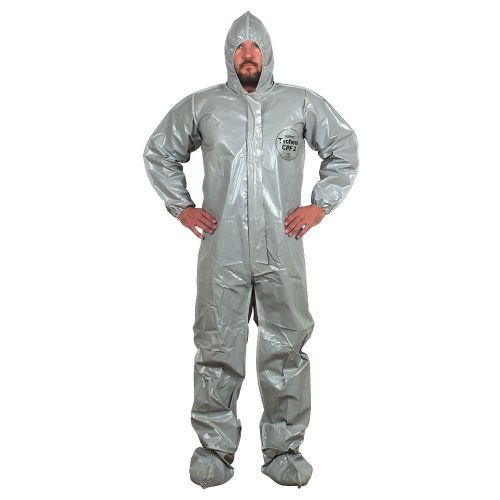 TYCHEM CPF2 GRAY COVERALLS HAZMAT PROTECTIVE SUIT DUPONT 2XL