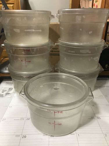 Lot of 7 Cambro RFSCW2 2 Quart Round Food Storage Container