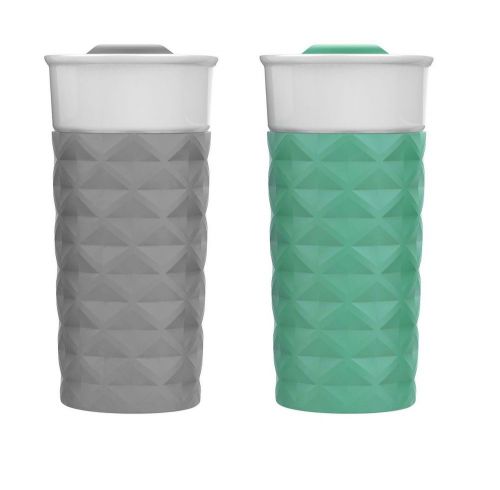 2 Pack Ello Ogden Baxter BPA-Free Ceramic Travel Coffee Drink Mug Bottle 16 oz