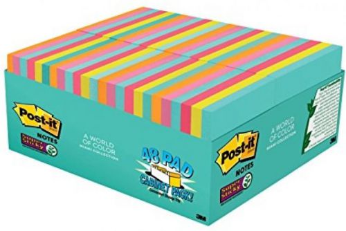 Post-it Super Sticky Notes, 3 X 3 , Miami Collection, 48 Pads Per Pack, 70 Per