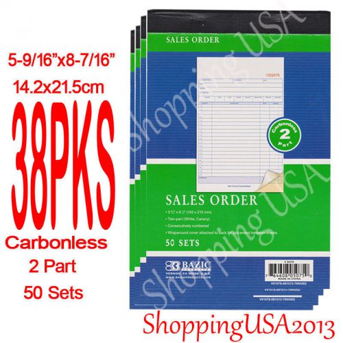 38X 2 Part Carbonless Sales Order Books Receipt Forms Invoice Books 50 Set Green