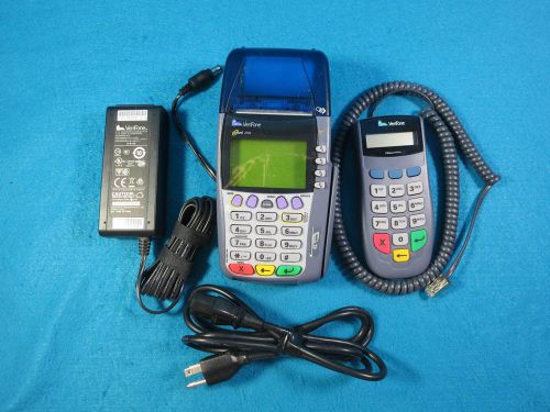 VERIFONE OMNI 3750 CREDIT CARD READER TERMINAL KEY PAD ADAPTER POWER CORD TESTED