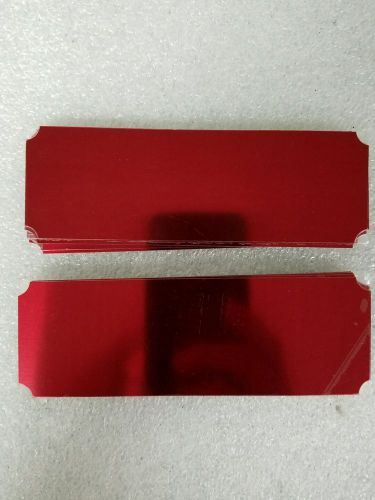 lot of 18  RED ALUMINUM ENGRAVING TROPHY PLATES  4 1/4&#034; x 1 1/2&#034; Notched Corners